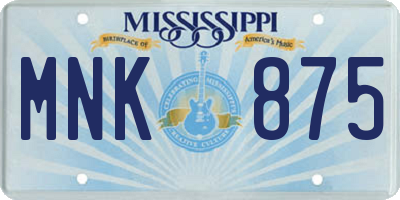 MS license plate MNK875