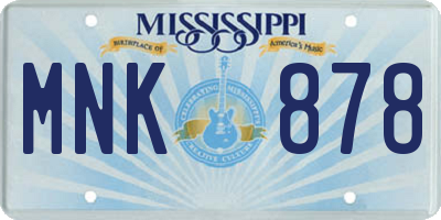 MS license plate MNK878