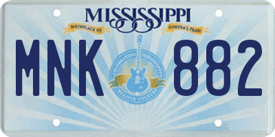 MS license plate MNK882