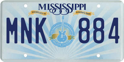 MS license plate MNK884