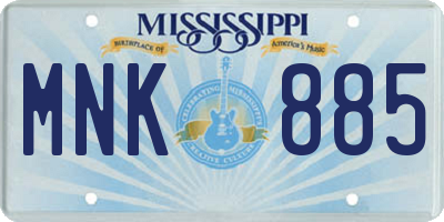 MS license plate MNK885
