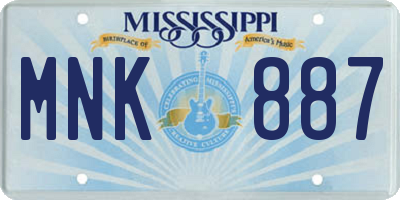 MS license plate MNK887