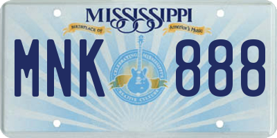 MS license plate MNK888