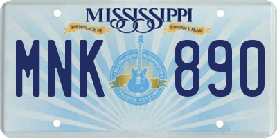 MS license plate MNK890
