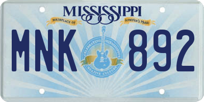 MS license plate MNK892