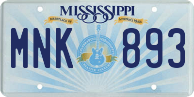 MS license plate MNK893