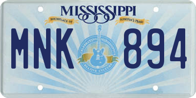 MS license plate MNK894