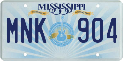 MS license plate MNK904