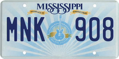 MS license plate MNK908