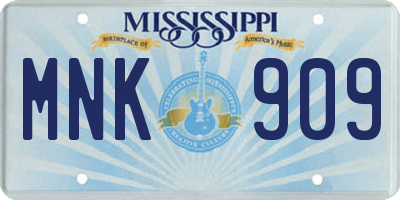 MS license plate MNK909