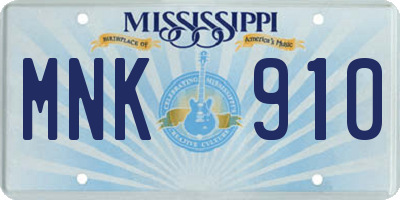 MS license plate MNK910