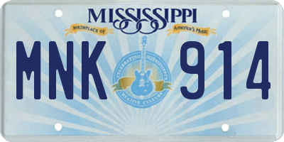 MS license plate MNK914