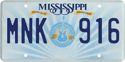 MS license plate MNK916