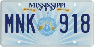 MS license plate MNK918