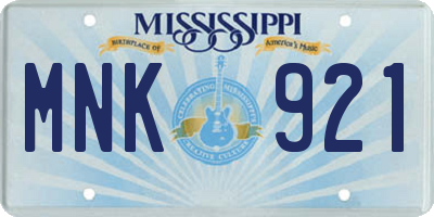 MS license plate MNK921