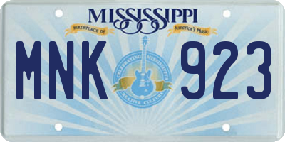 MS license plate MNK923