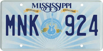 MS license plate MNK924