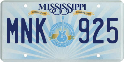 MS license plate MNK925