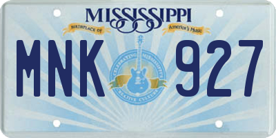 MS license plate MNK927