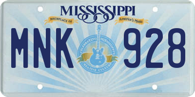 MS license plate MNK928