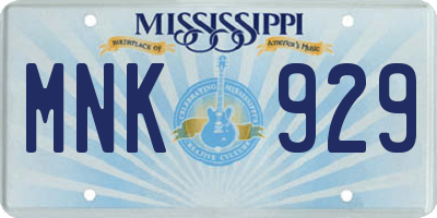 MS license plate MNK929