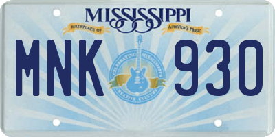MS license plate MNK930