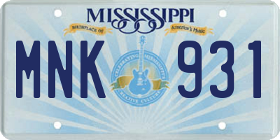 MS license plate MNK931