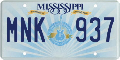 MS license plate MNK937