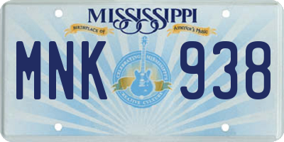 MS license plate MNK938