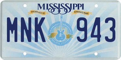 MS license plate MNK943