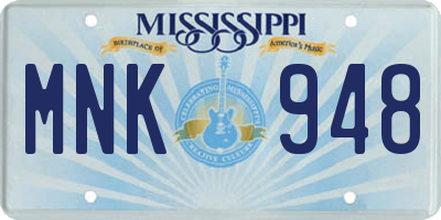 MS license plate MNK948