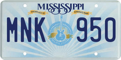MS license plate MNK950