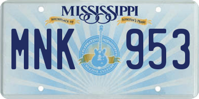 MS license plate MNK953