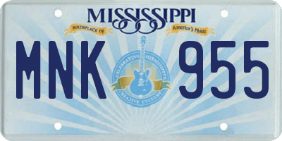 MS license plate MNK955