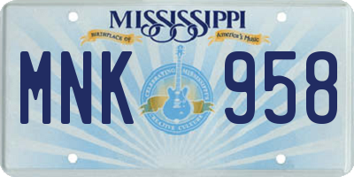 MS license plate MNK958