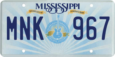 MS license plate MNK967