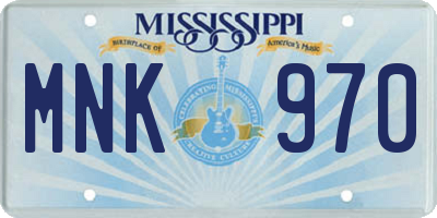 MS license plate MNK970