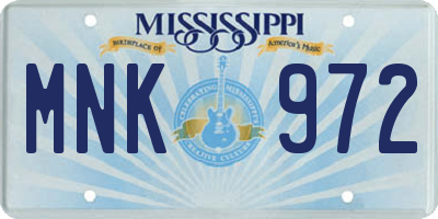 MS license plate MNK972