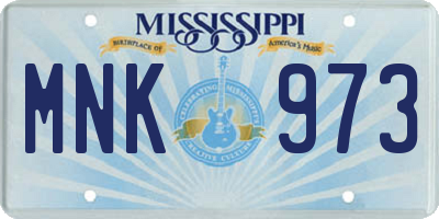 MS license plate MNK973