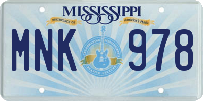 MS license plate MNK978