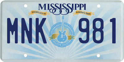 MS license plate MNK981