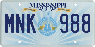 MS license plate MNK988