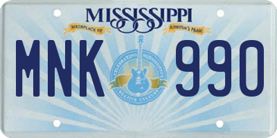 MS license plate MNK990