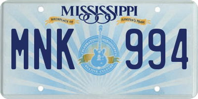 MS license plate MNK994