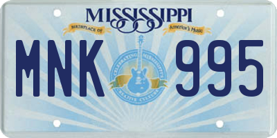 MS license plate MNK995