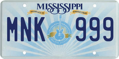 MS license plate MNK999