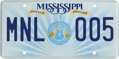 MS license plate MNL005