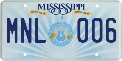 MS license plate MNL006
