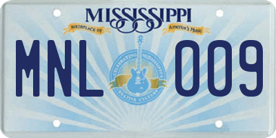 MS license plate MNL009