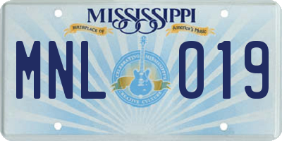 MS license plate MNL019